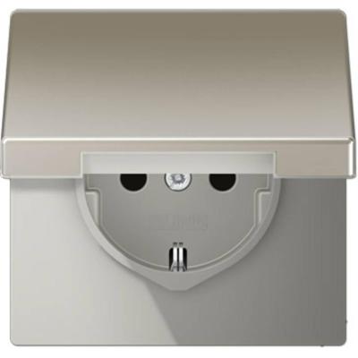 Jung ES1520KL Wandcontactdoos met randaarde en klapdeksel Inzetstuk 1-voudig RVS 1 stuk(s)