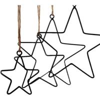 Hanger sterren Kerst zwart 30 cm set van 4 | 10 stuks - thumbnail