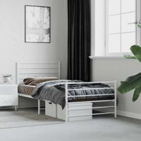 Bedframe met hoofd- en voeteneinde metaal wit 100x190 cm - thumbnail