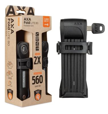 Axa Vouwslot fold 80 lite duo pack met gelijksluitende sleutels - zwart