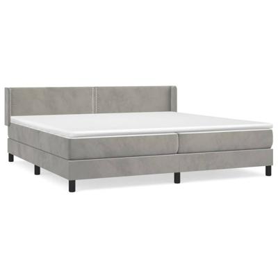 Boxspring met matras fluweel lichtgrijs 200x200 cm