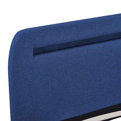 VidaXL Bedframe met led stof blauw 180x200 cm