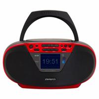 Aiwa BBTU-500DAB/RD draagbare cd-radio Dab+ met 2,4 inch kleurendisplay, Bluetooth 5.0, USB, CD/CDR/RW/MP3, Dab+, kleur: rood - thumbnail