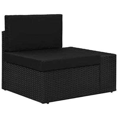 3-delige Loungeset poly rattan zwart - thumbnail