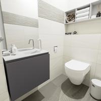 MONDIAZ OLAN 60cm toiletmeubel dark grey. LEX wastafel talc rechts 1 kraangat - thumbnail