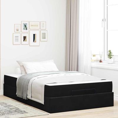 Bedframe met matras met opslag Zwart 120 x 190 cm Fluweel