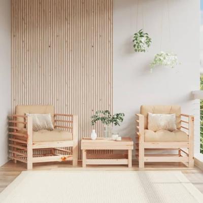 Tuinstoelen 2 st met kussens massief grenenhout