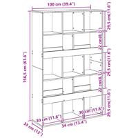 Boekenkast 100x33x187,5 cm bewerkt hout wit - thumbnail