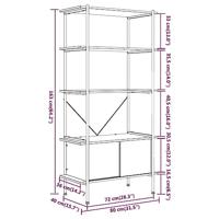 Opbergrek 5-laags met kast 80x40x163 cm staal en bewerkt hout - thumbnail