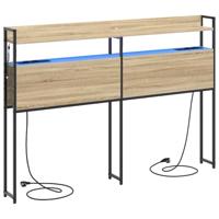 Opberghoofdbord met plank Sonoma eiken 135 cm Bewerkt hout - thumbnail