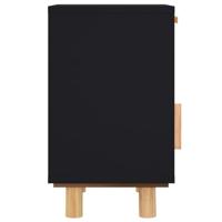 Nachtkastje massief grenenhout en natuurlijk rattan zwart - thumbnail