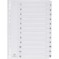 Pergamy tabbladen met indexblad, ft A4, 11-gaatsperforatie, karton, set 1-12 - thumbnail
