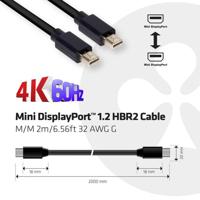 CLUB3D Mini DisplayPort 1.2 HBR2 Cable M/M 2meter 4K60Hz - thumbnail
