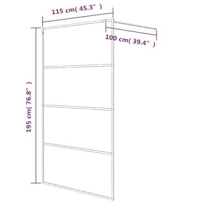 Inloopdouchewand 115x195 cm halfmat ESG-glas zwart - thumbnail