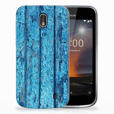 Nokia 1 | Bumper Hoesje | Wood Blue
