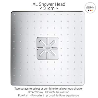 GROHE Rainshower SmartActive 310 Cube Hoofddouche - 31cm - 2 straalsoorten - plafondarm 14.2cm - chroom 26481000 GROHE Rainshower SmartActive 310 Cube Hoofddouche - 31cm - 2 straalsoorten - plafondarm 14.2cm - chroom 26481000