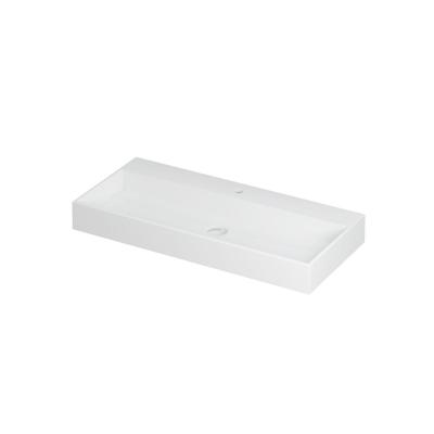 INK United Wastafel Porselein met 1 Kraangat incl. Porseleinen Click Plug en Verborgen Overloop Systeem - 1000x450x110 mm - Mat Wit