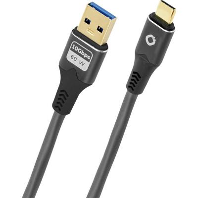 Oehlbach D1C9372 USB-kabel USB 3.2 Gen1 USB-C stekker, USB-A stekker 1 m Antraciet Vergulde steekcontacten