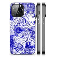 Telefoonhoesje iPhone 14 Pro Max Angel Skull Blauw - thumbnail