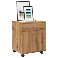 Rolkast 45x38x54 cm bewerkt hout artisanaal eikenkleur - thumbnail