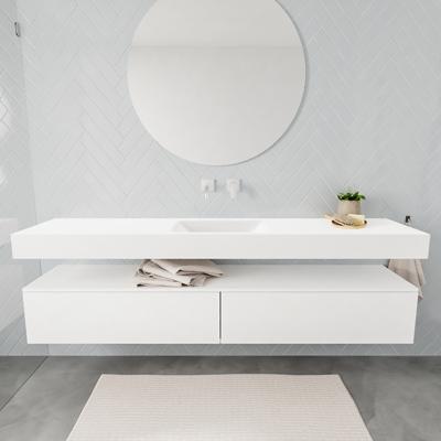 Badmeubel Ibiza 200 cm Spoelbak Midden Mat Wit (0 kraangaten) Badmeubel Ibiza 200 cm Spoelbak Midden Mat Wit (0 kraangaten)