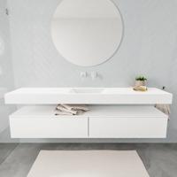 Badmeubel Ibiza 200 cm Spoelbak Midden Mat Wit (0 kraangaten) - thumbnail