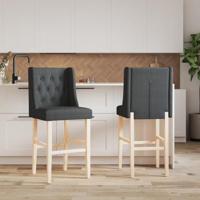Barstoelen 2 st massief rubberhout en stof - thumbnail