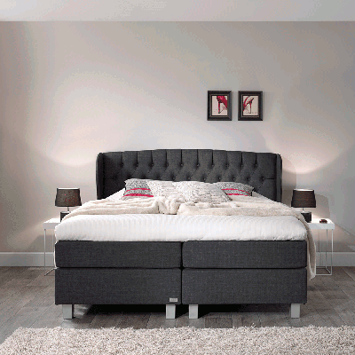 Dreamhouse - Nice Comfort Vlakke Boxspring - Antraciet - 180 x 200 / met montage / GRATIS levering