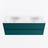 MONDIAZ VICA 130cm badmeubel onderkast Smag 2 lades. Wastafel MOON dubbel zonder kraangat, kleur Talc. - thumbnail