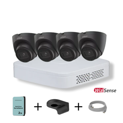 Dahua Camera Set 4x 4MP Zwarte WizSense Camera's en 4-kanaals NVR met 2TB HDD Dahua Camera Set 4x 4MP Zwarte WizSense Camera's en 4-kanaals NVR met 2TB HDD