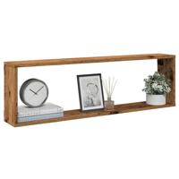 Wandschappen kubus 2 st 100x15x30 cm bewerkt hout oud hout - thumbnail