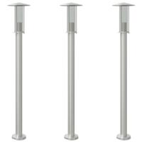 VidaXL Vloerlamp voor buiten 3 st 100 cm roestvrij staal zilverkleurig - thumbnail