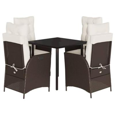 5-delige Tuinset met kussens poly rattan bruin