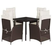 5-delige Tuinset met kussens poly rattan bruin - thumbnail