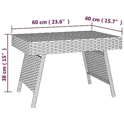 Bijzettafel inklapbaar 60x40x38 cm poly rattan bruin