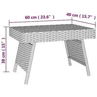 Bijzettafel inklapbaar 60x40x38 cm poly rattan bruin - thumbnail