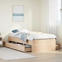 Bedframe zonder matras met lades massief grenenhout 75x190 cm - thumbnail