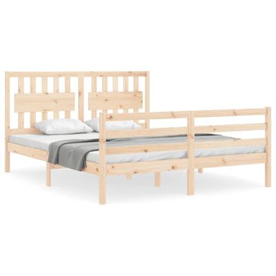 Bedframe met hoofdbord massief hout