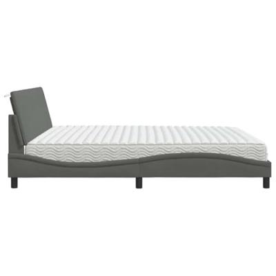 Bed met matras "Hanko" stof donkergrijs 200x200 cm