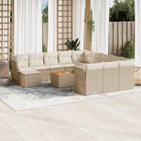 13-delige Loungeset met kussens poly rattan beige - thumbnail
