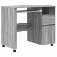 Bureau met Wielen met lade Grijs 91 x 50 x 77 cm Bewerkt hout - thumbnail