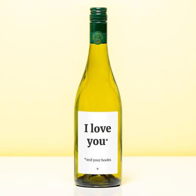 Wijnfles I love you and your boobs - Wit (Sauvignon Blanc)