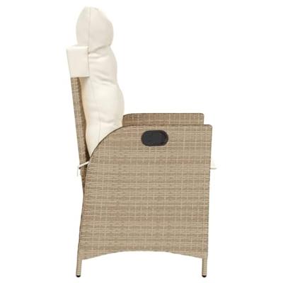 Tuinstoel verstelbaar met kussens poly rattan beige