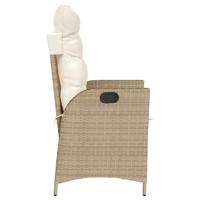Tuinstoel verstelbaar met kussens poly rattan beige - thumbnail