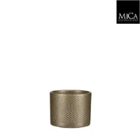 Mica Decorations bloempot Era rond 12x10cm goud reliëf - thumbnail