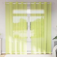 Gordijnen voile met doorvoertules 2 st 140x225 cm appelgroen - thumbnail