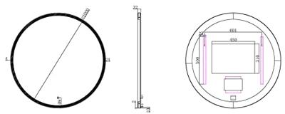 Badkamerspiegel Maro | 100 cm | Rond | Directe LED verlichting | Touch button | Met verwarming
