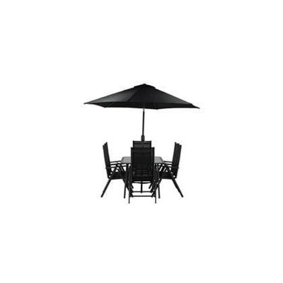 Nohr Outdoor Diningset 'Rosemary' Met parasol, kleur Zwart
