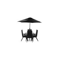 Nohr Outdoor Diningset 'Rosemary' Met parasol, kleur Zwart - thumbnail