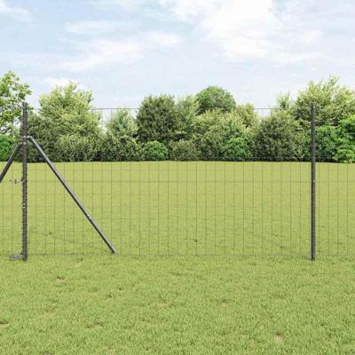 VidaXL Hek met paal grijs 1,4 x 10 m staal en pvc